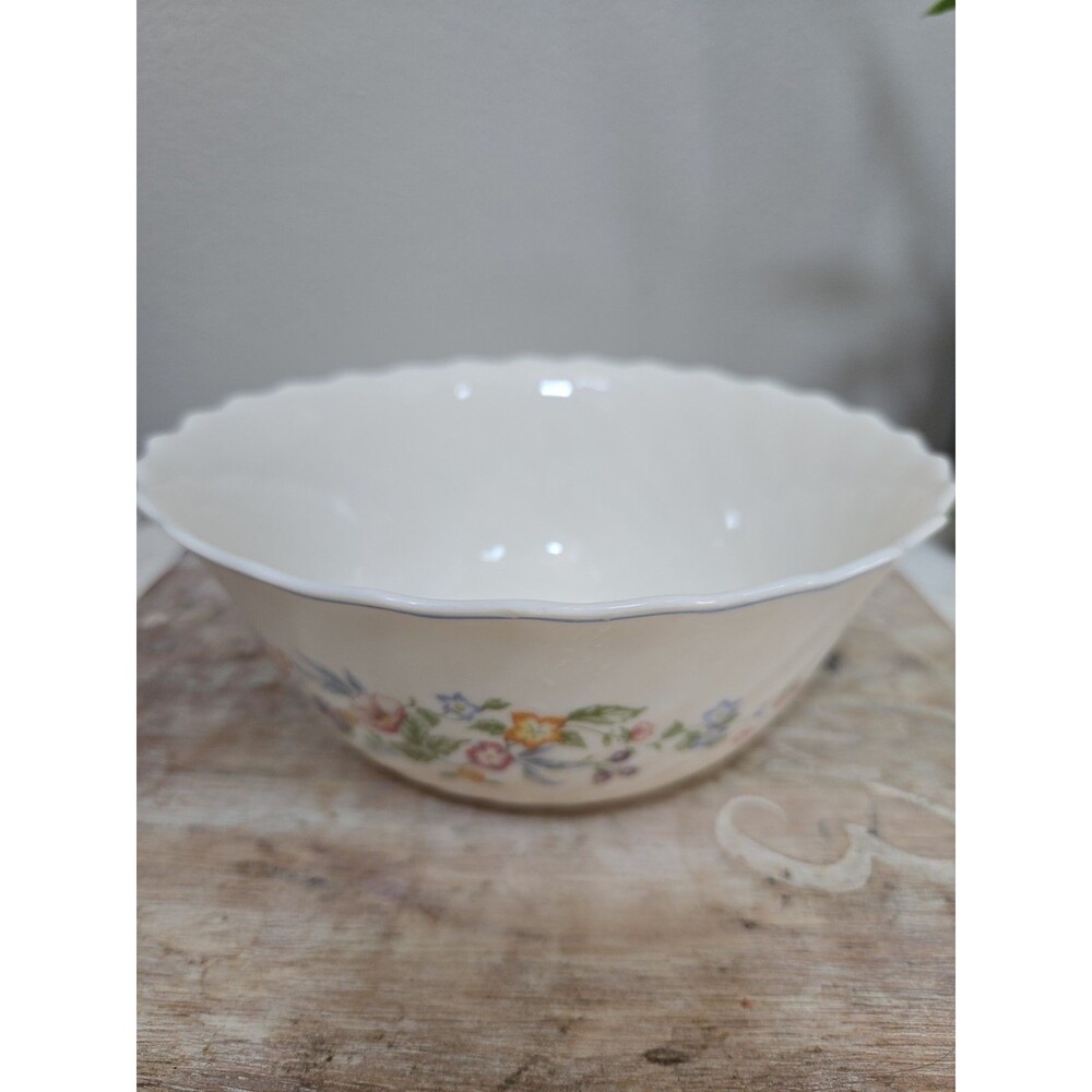 Vintage Arcopal France Victoria Pattern Milk Glass Serving Bowl
